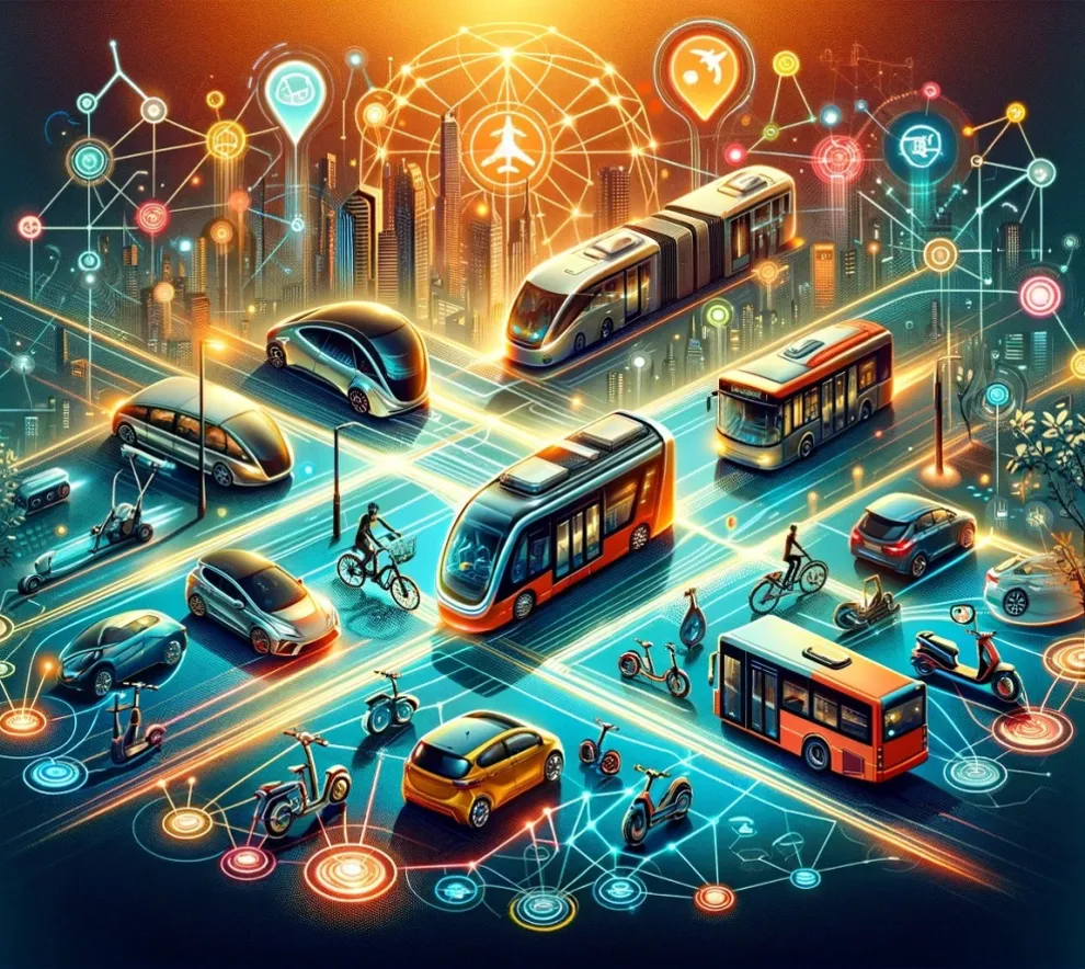 Grafiske elementer med bil, buss osv