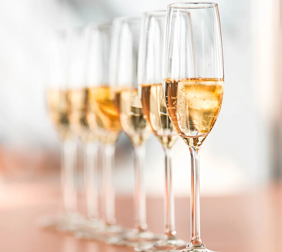 Champagneglass med bobler