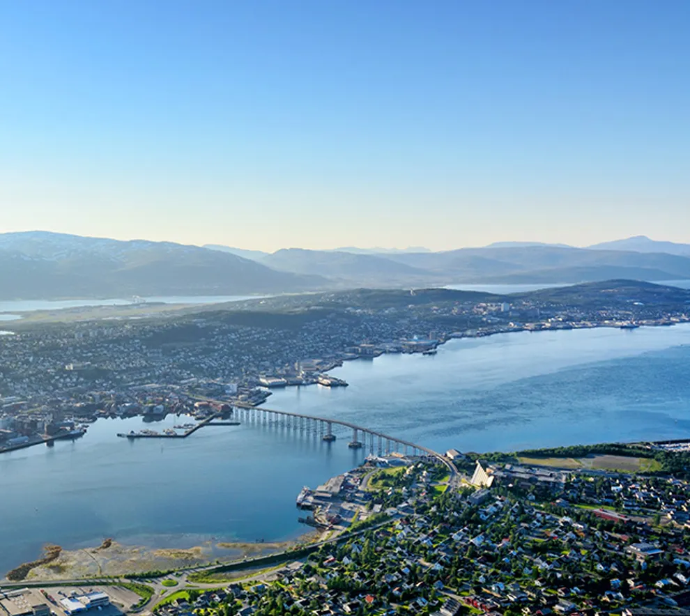 Dronebilde av Tromsø