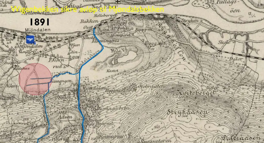 Kart over Mjøndalen fra 1891