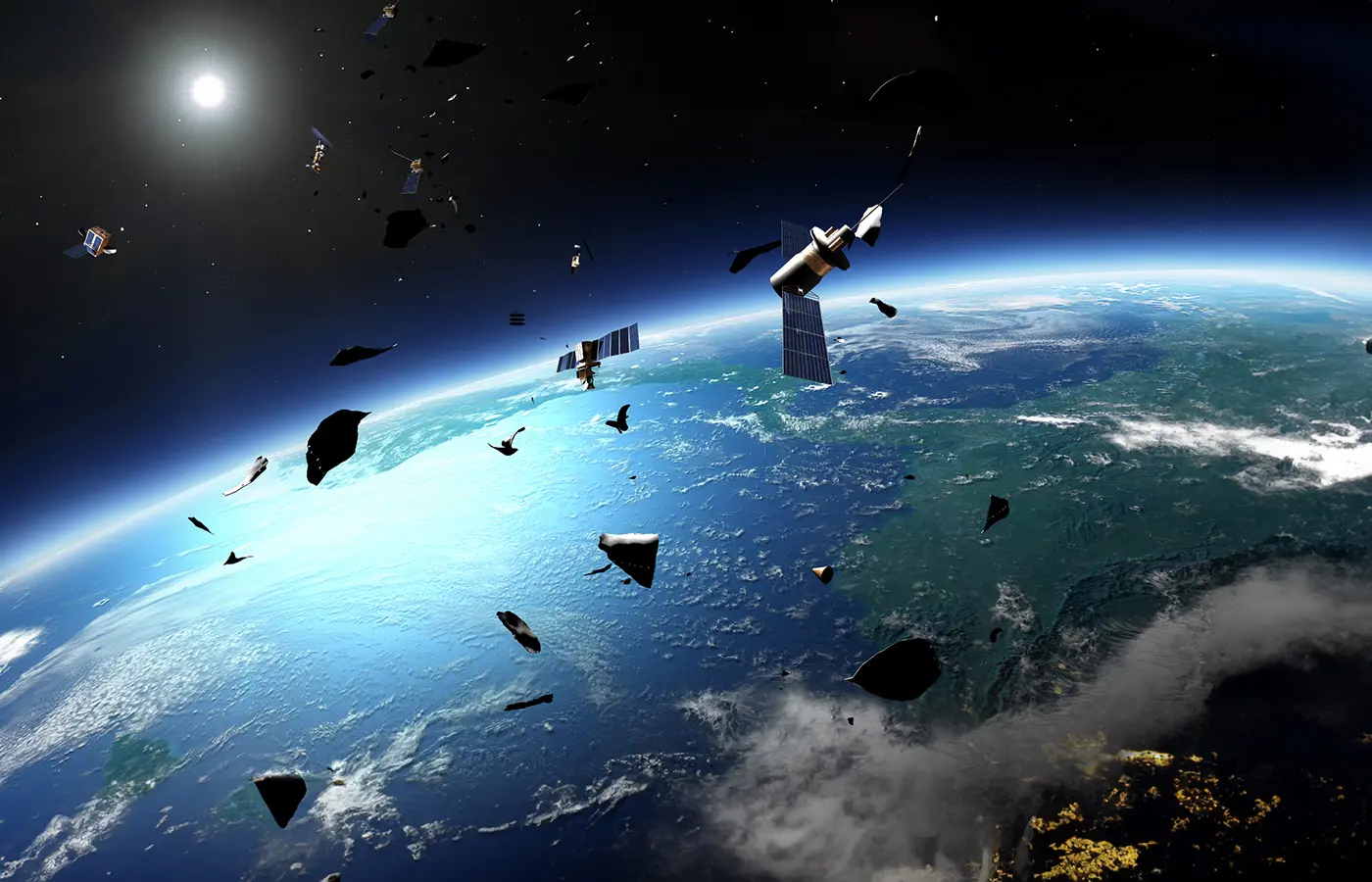 Space debris orbiting earth